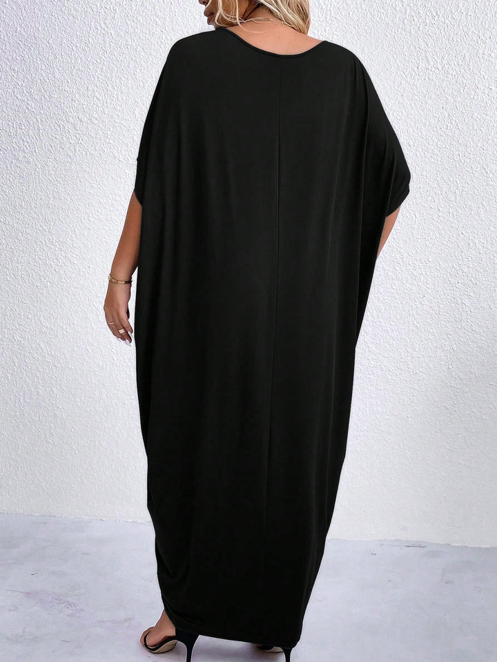 Shein Curve+ maxi ruha, fekete