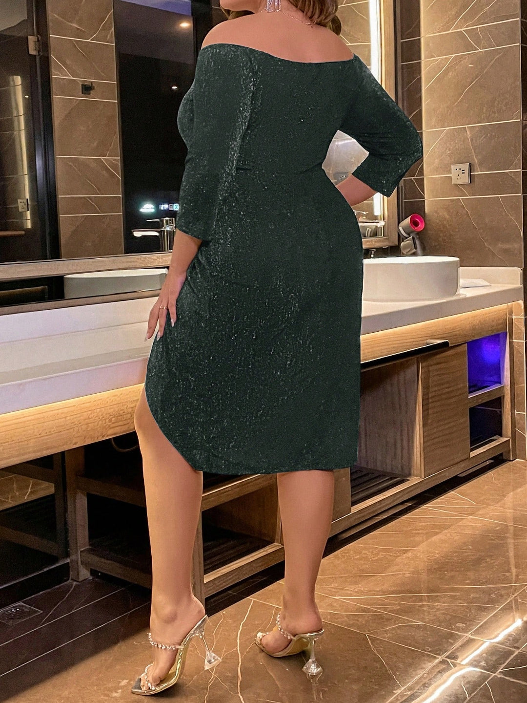 Rochie midi Shein Curve+, verde