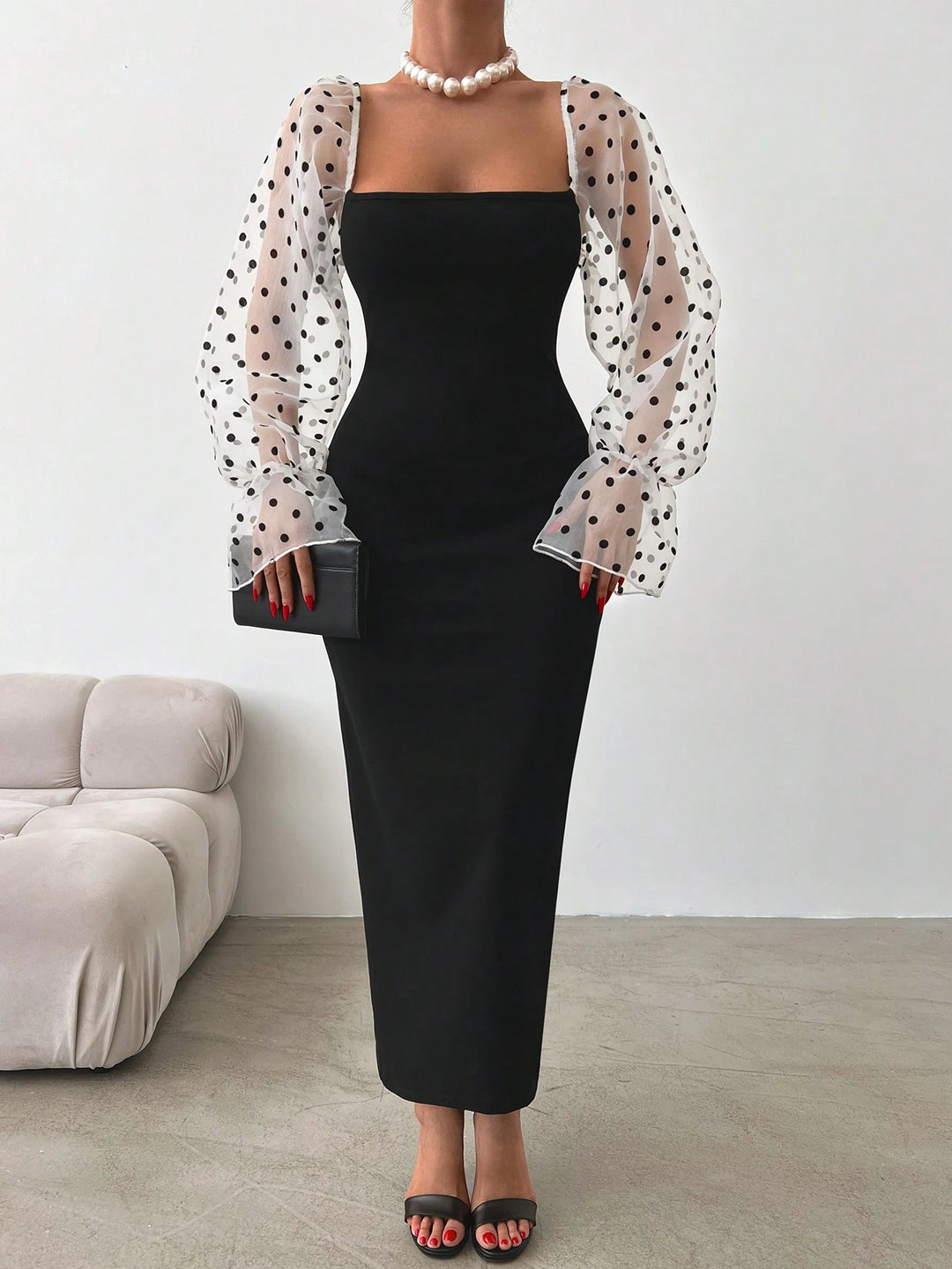 SHEIN maxi ruha, fekete
