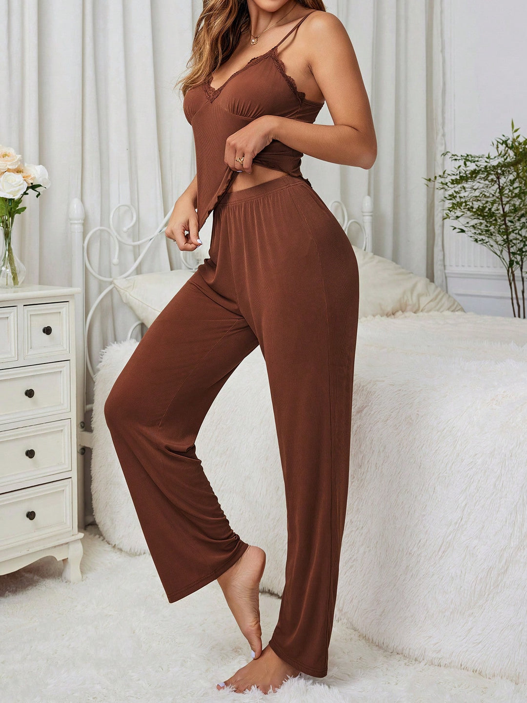 Set pijamale SHEIN, maro