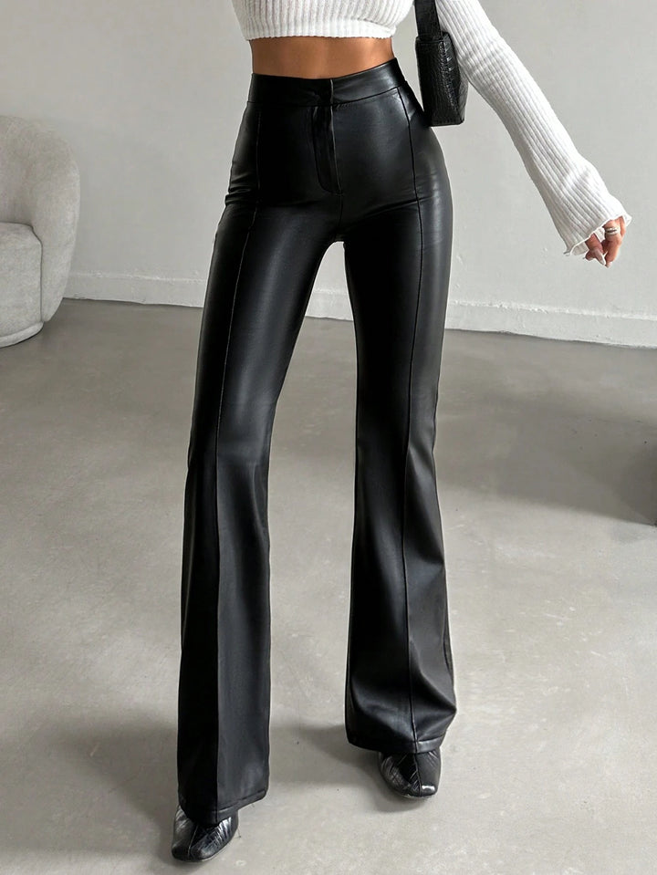 Pantaloni imitație piele SHEIN, negru