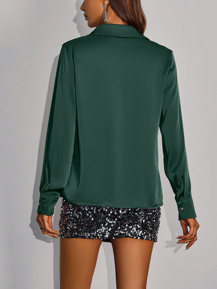 Tricou cu mâneci lungi SHEIN, verde