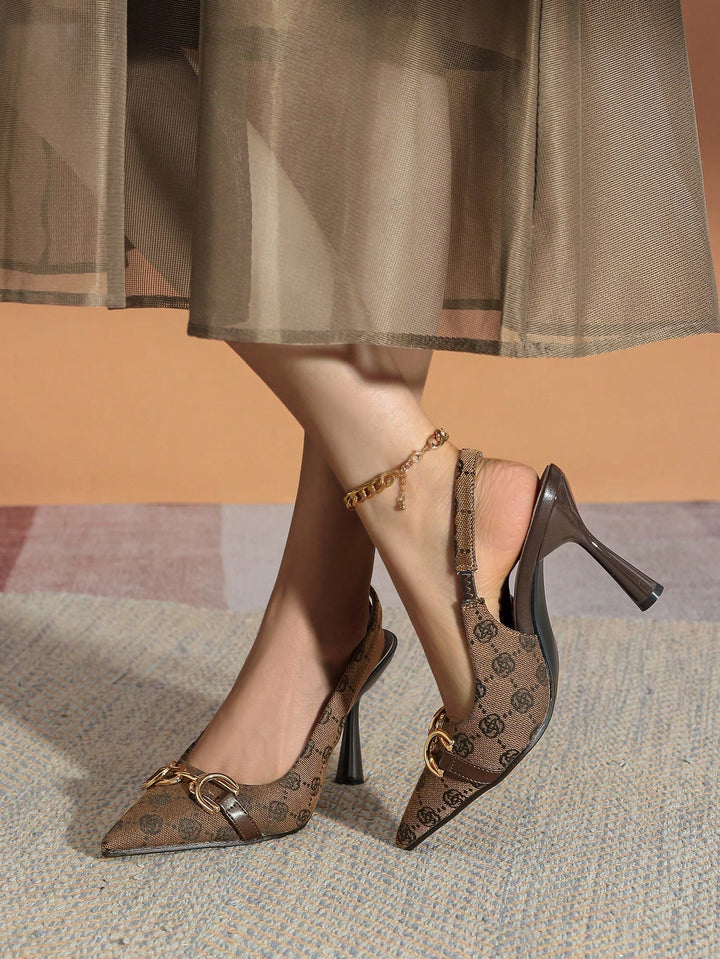 Pantofi cu toc SHEIN, maro
