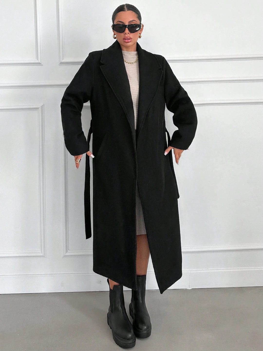 Palton lung SHEIN, negru