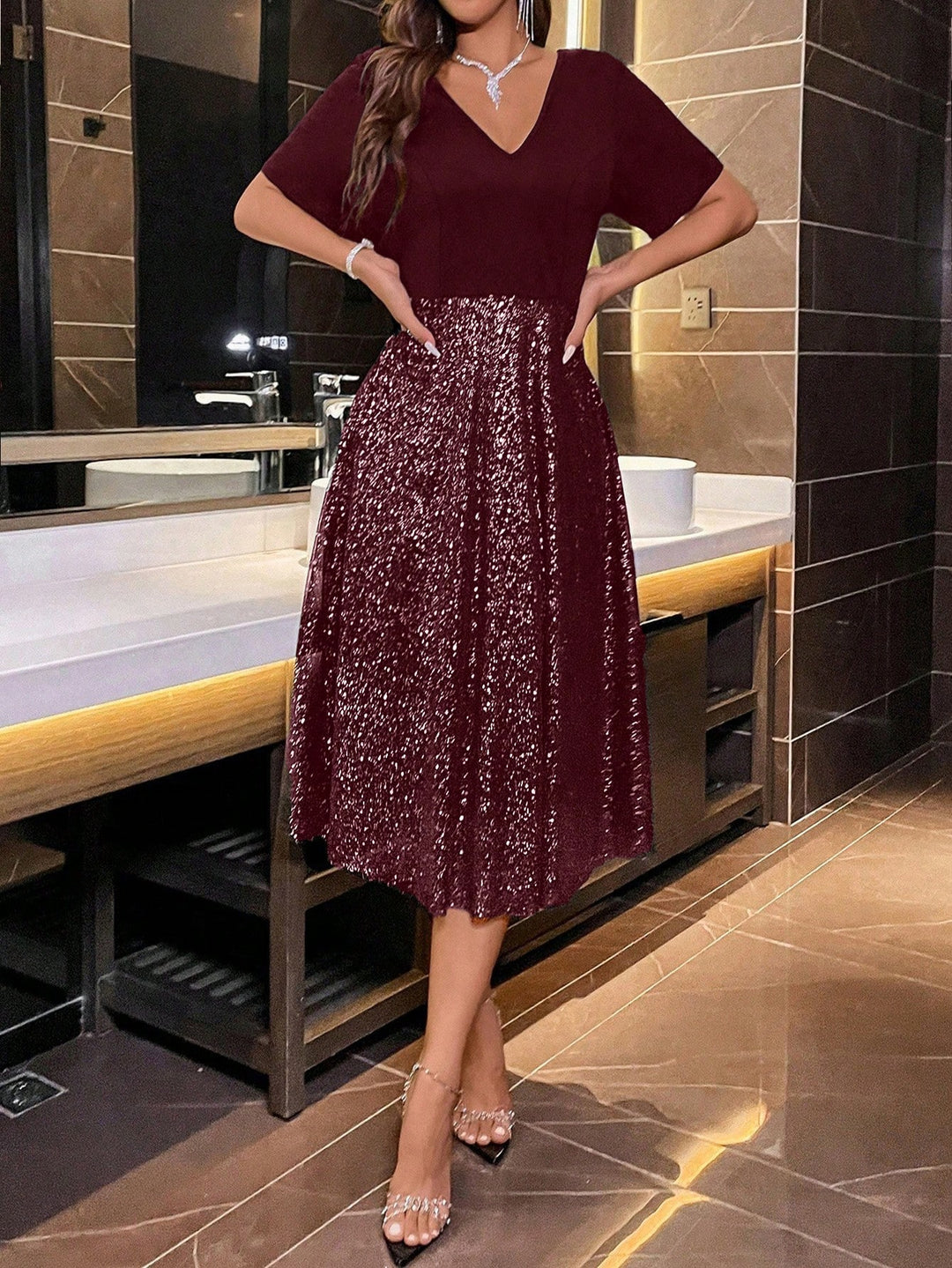 Rochie maxi SHEIN, vișiniu