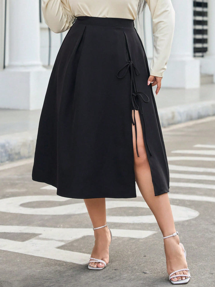 Fustă midi Shein Curve+, negru