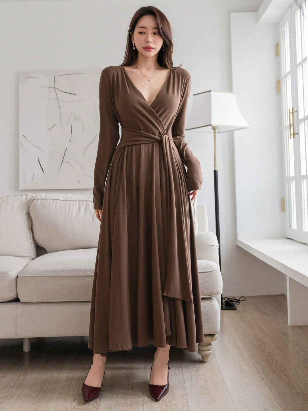 Rochie maxi SHEIN, maro