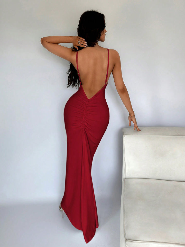 SHEIN maxi ruha, bordó