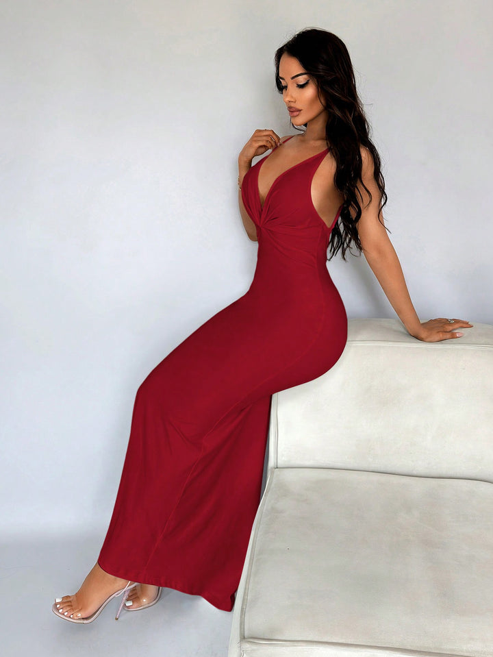 SHEIN maxi ruha, bordó