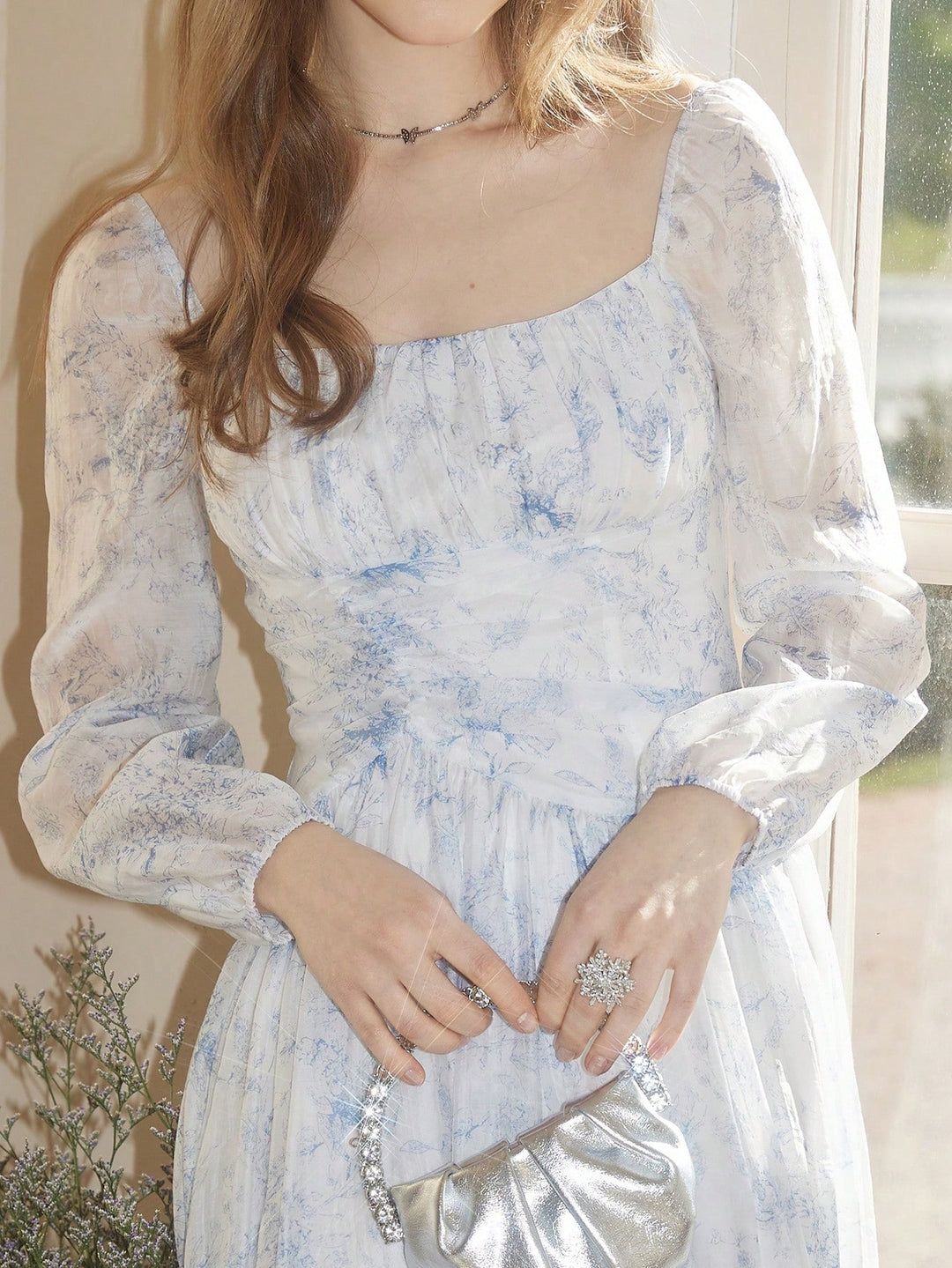 SHEIN midi ruha, kék