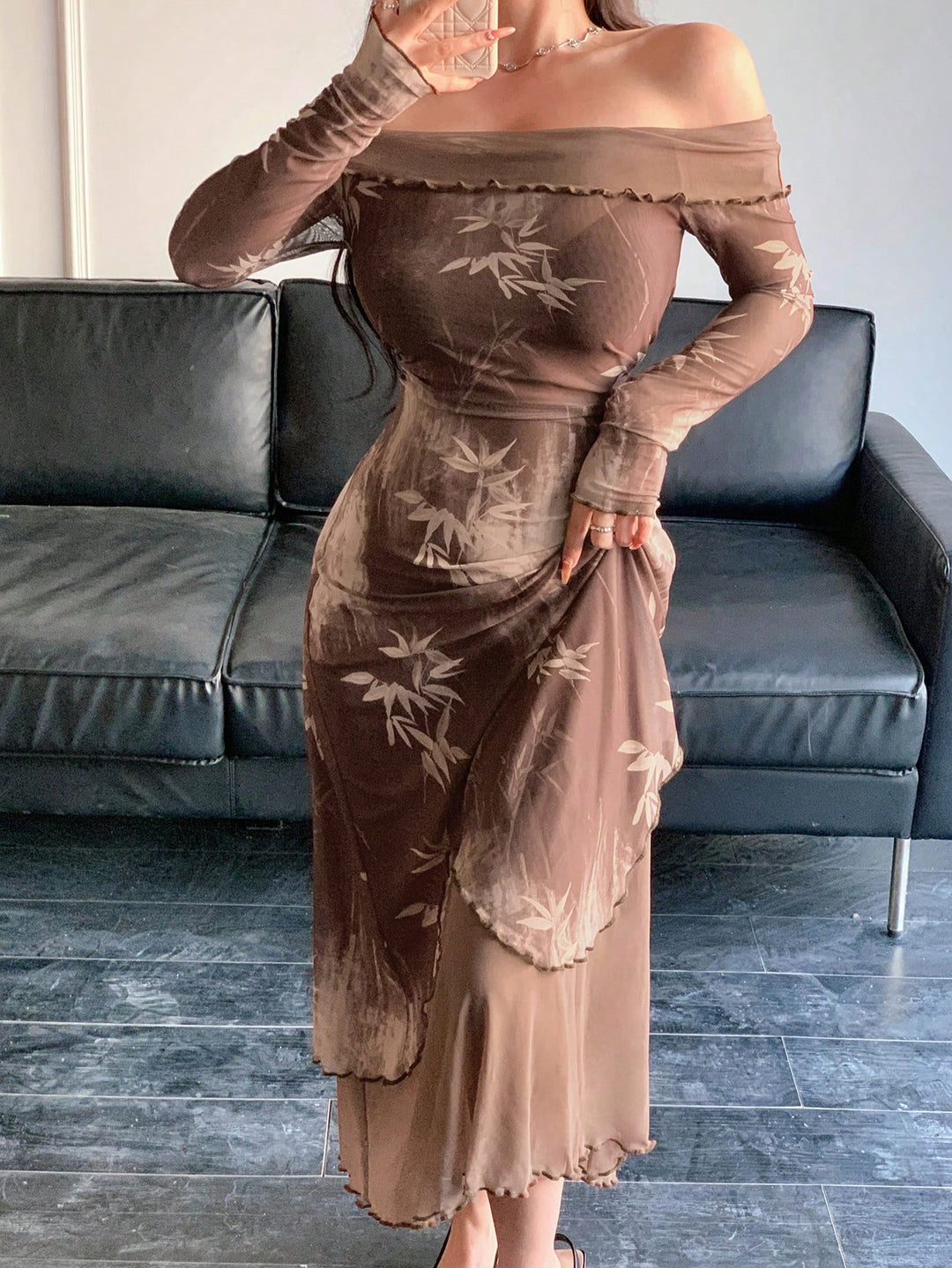 SHEIN Maxi ruha, barna