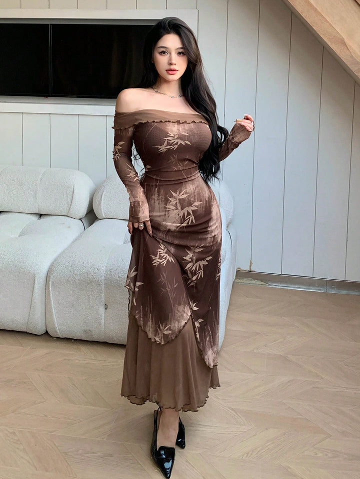 SHEIN maxi ruha, barna