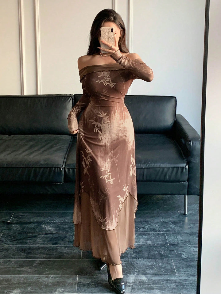 SHEIN maxi ruha, barna