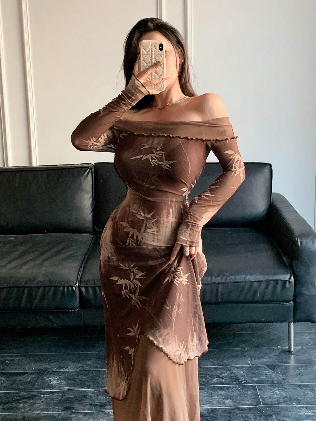 SHEIN maxi ruha, barna