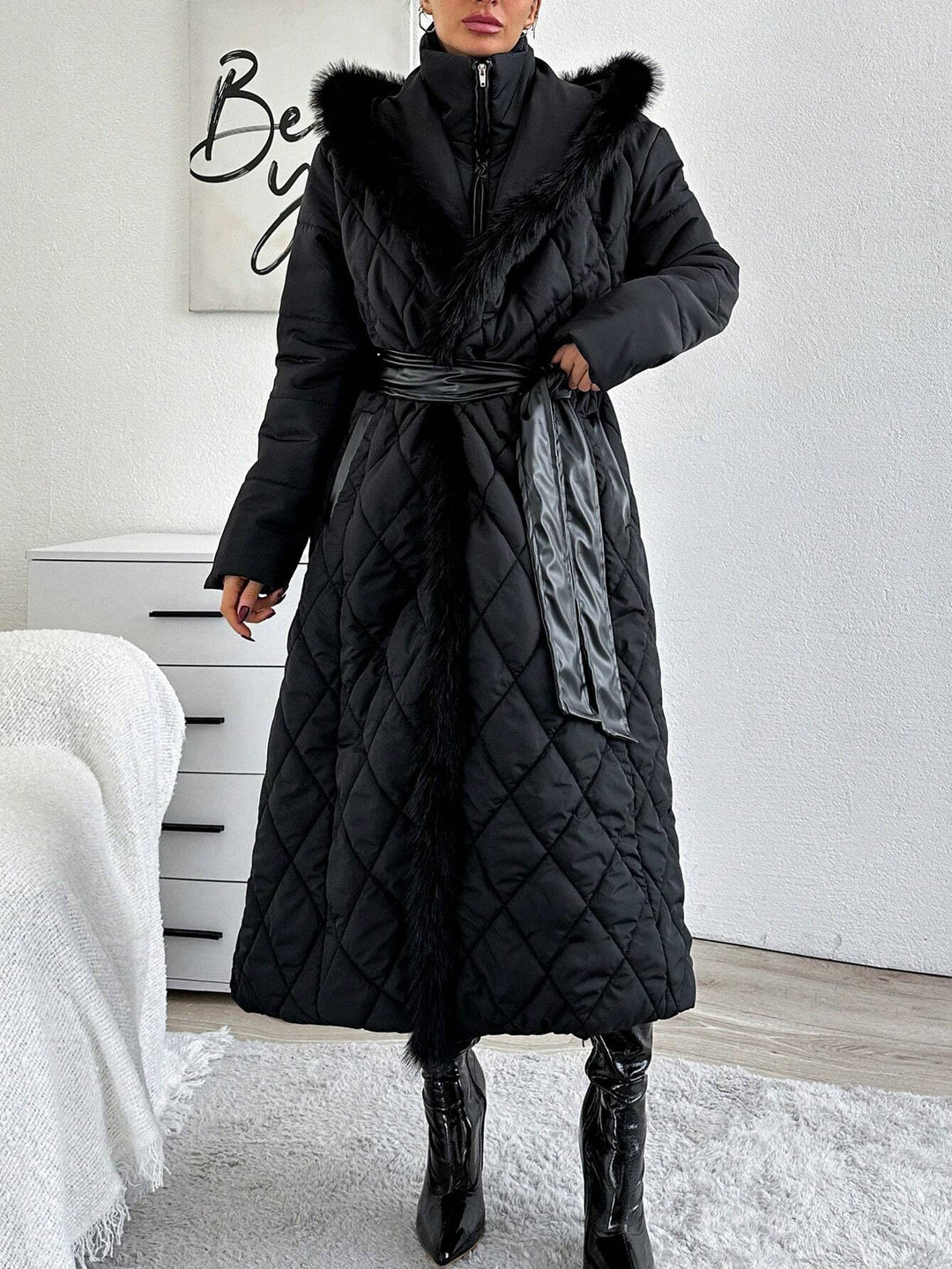 Geacă lungă SHEIN, negru