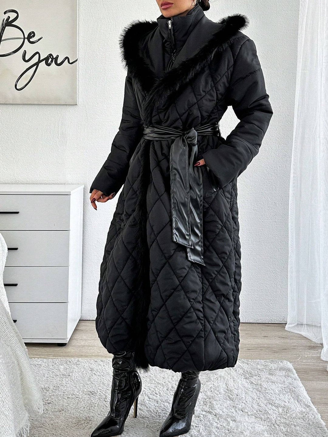 Geacă lungă SHEIN, negru