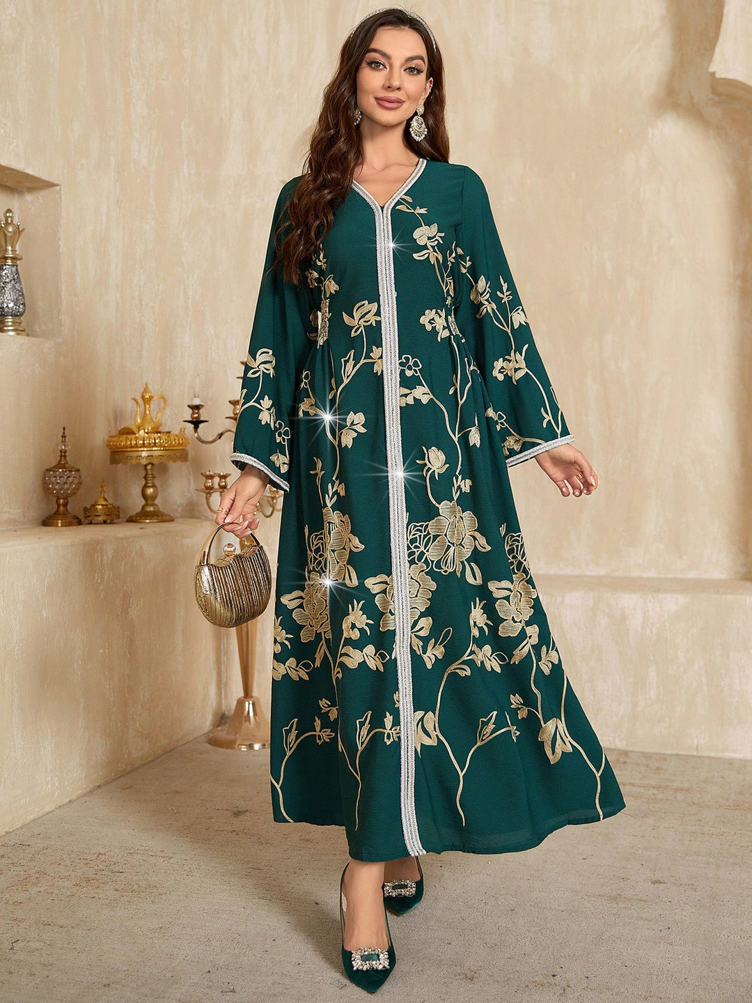 Set caftan și jalabiya SHEIN, verde