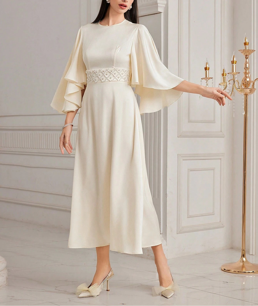 Shein maxi ruha, krém