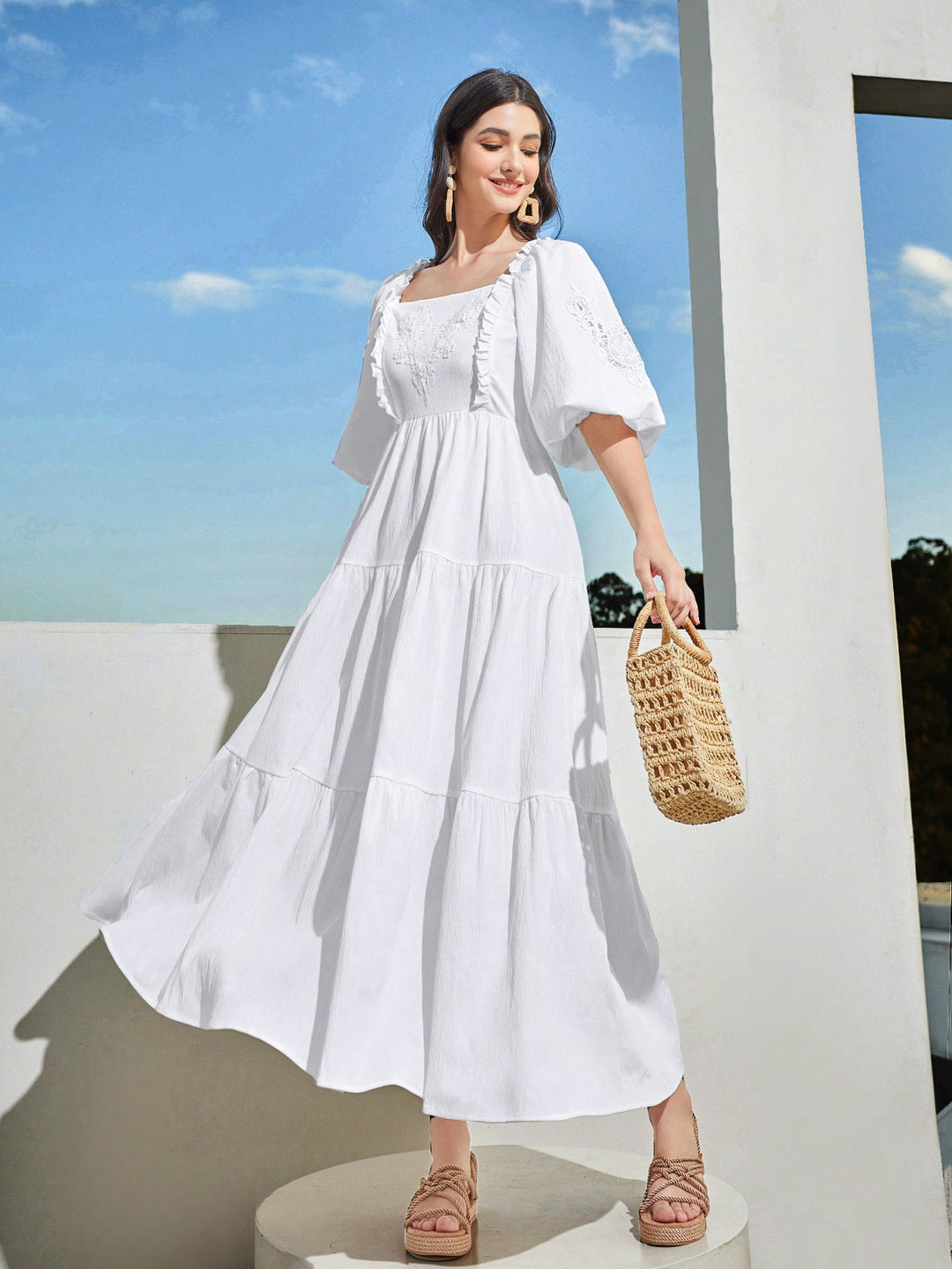 Rochie maxi SHEIN, alb