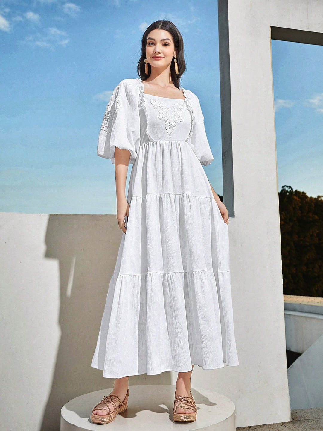 Rochie maxi SHEIN, alb