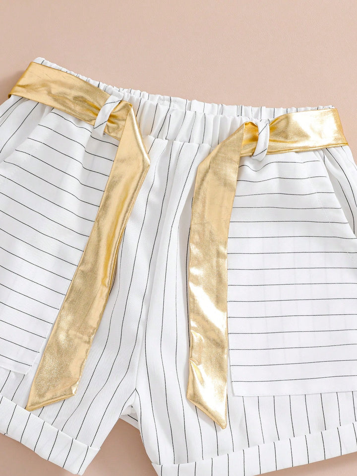 Set de top cu pantaloni scurți SHEIN, auriu