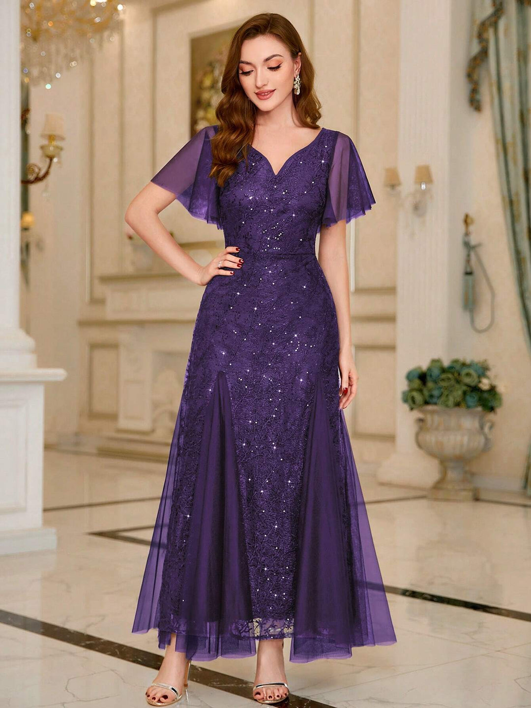 Rochie de ocazie SHEIN, mov