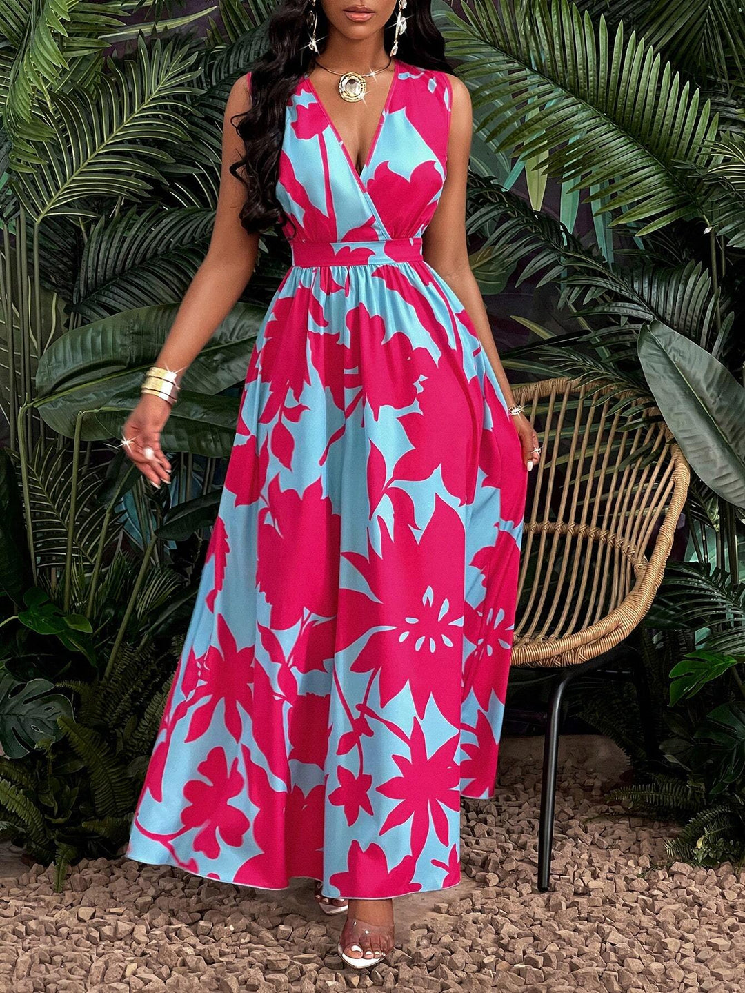 Rochie midi Shein, mix culori
