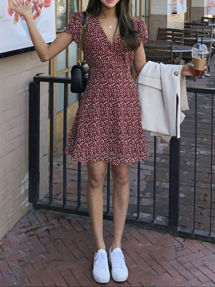 Shein mini ruha, bordó