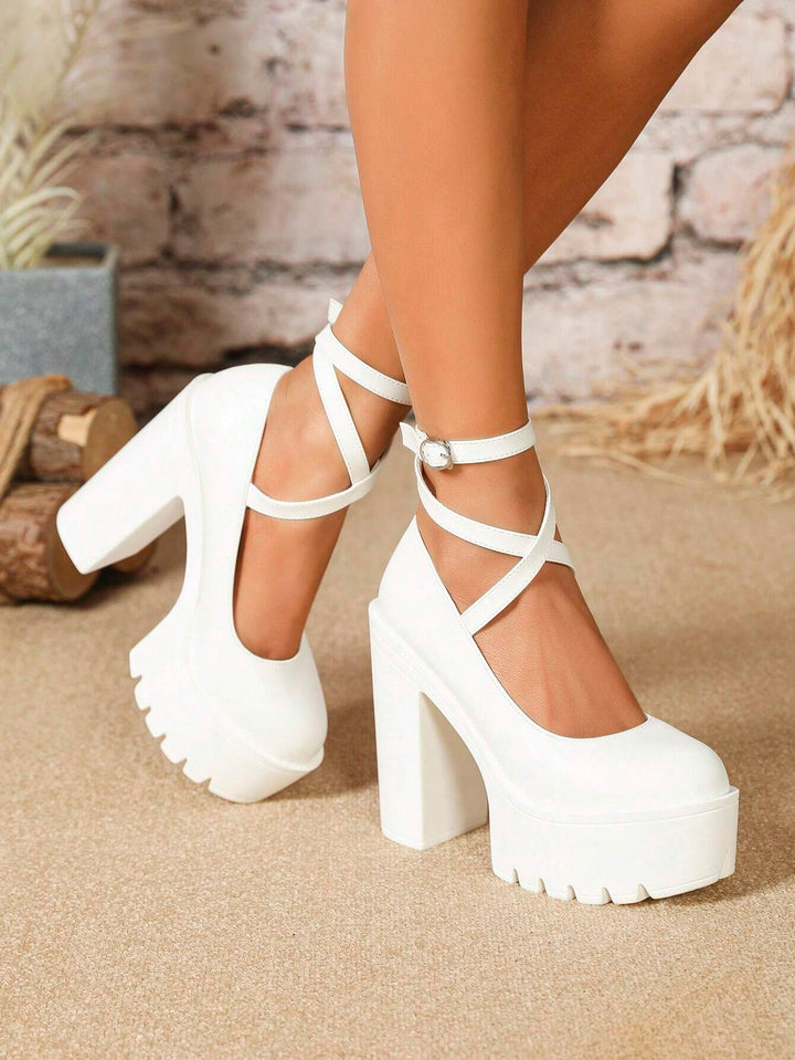 Pantofi cu toc SHEIN, alb