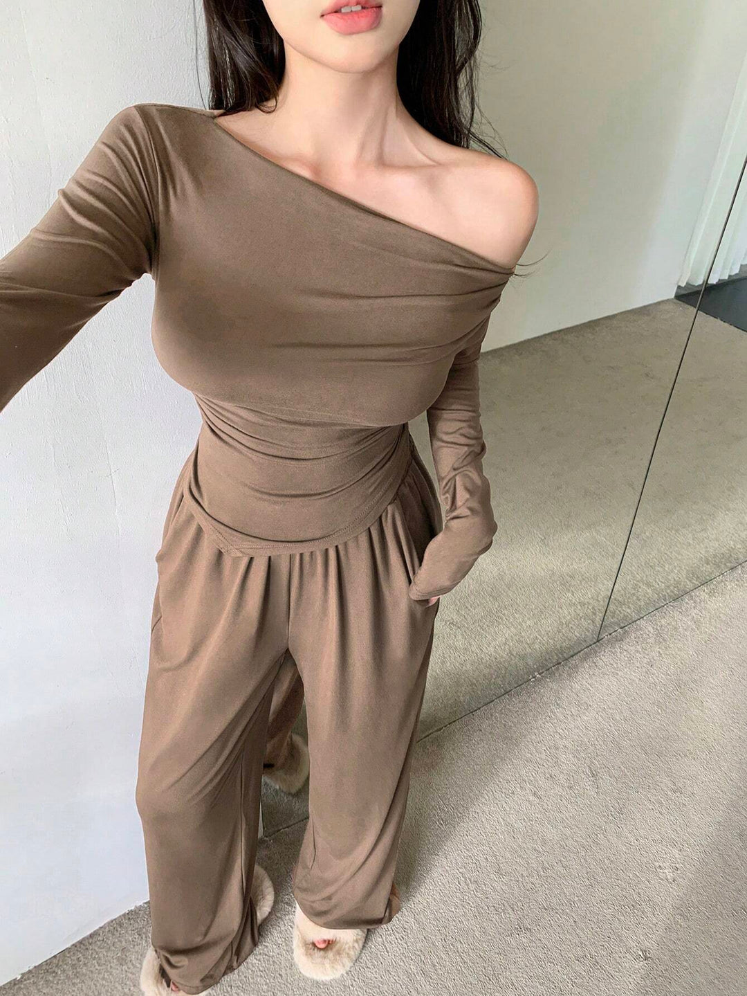 Shein barna blúz