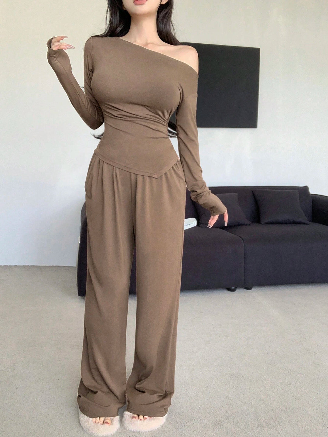 Shein barna blúz