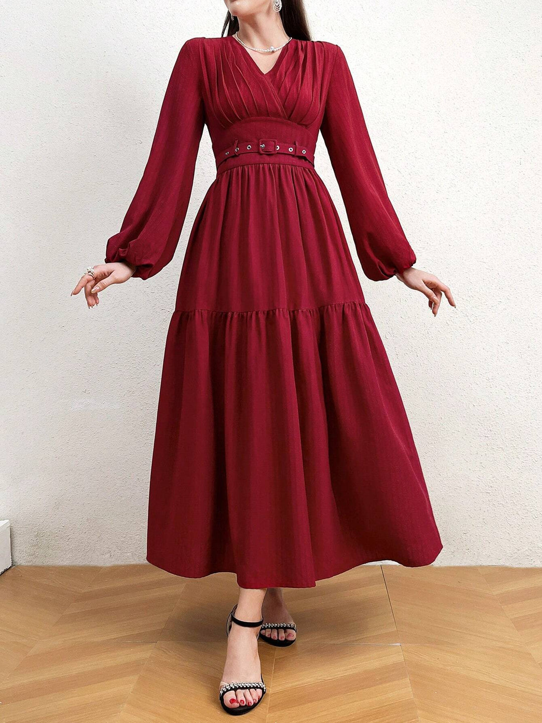 SHEIN maxi ruha, bordó