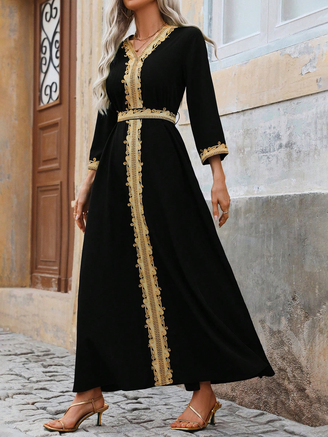 Set caftan și jalabiya SHEIN, negru