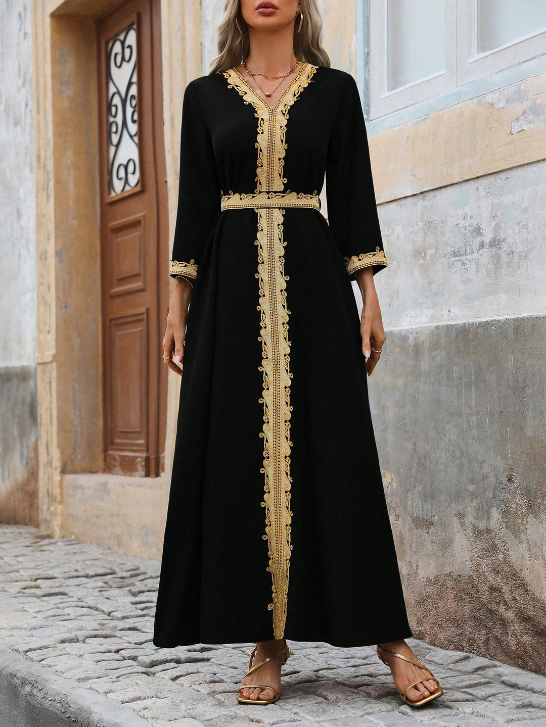 Set caftan și jalabiya SHEIN, negru