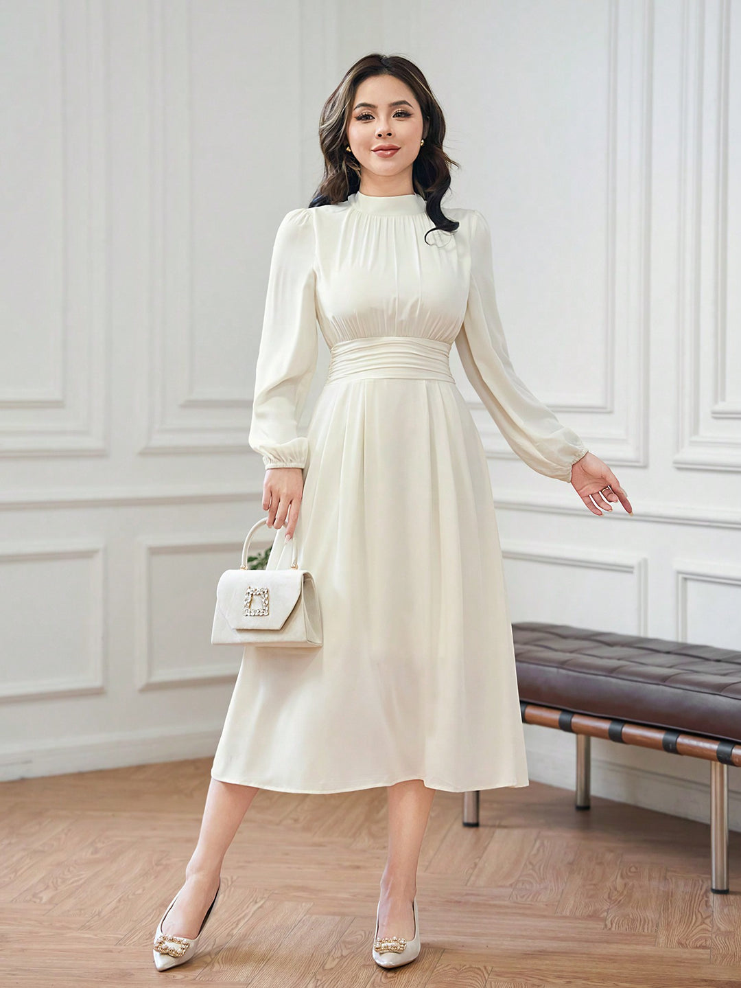 Rochie midi SHEIN, bej