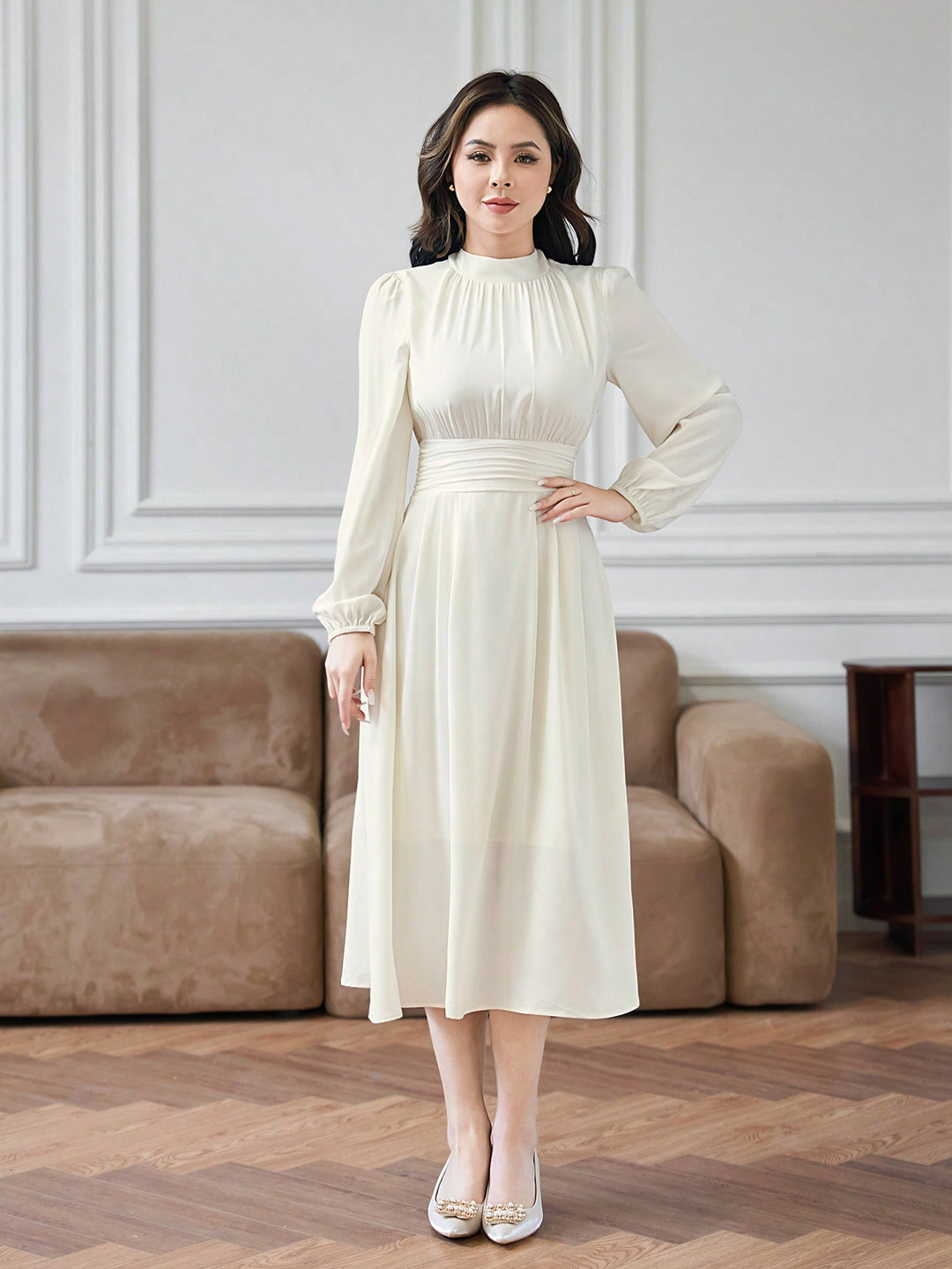 Rochie midi SHEIN, bej