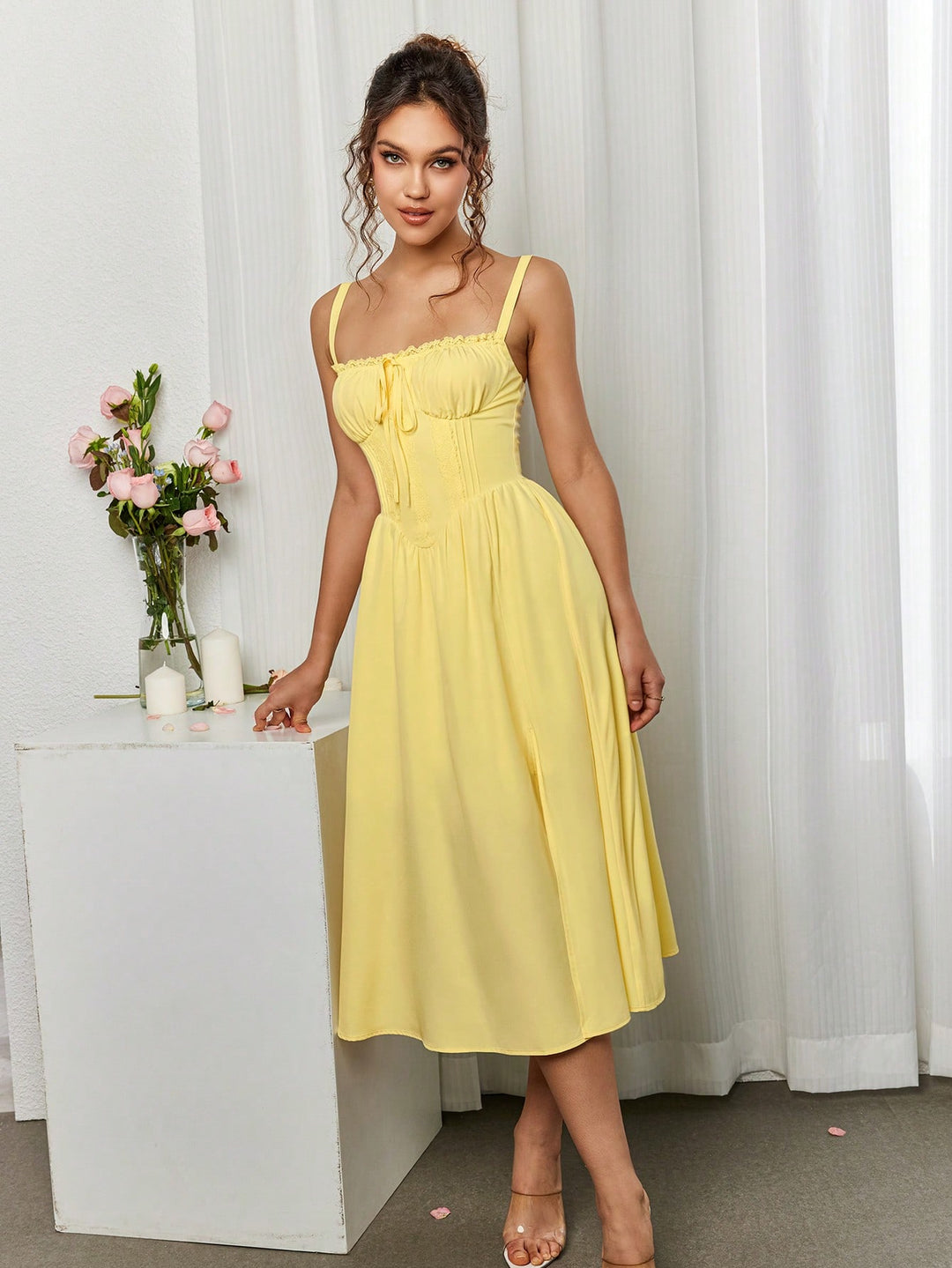 SHEIN maxi ruha, sárga