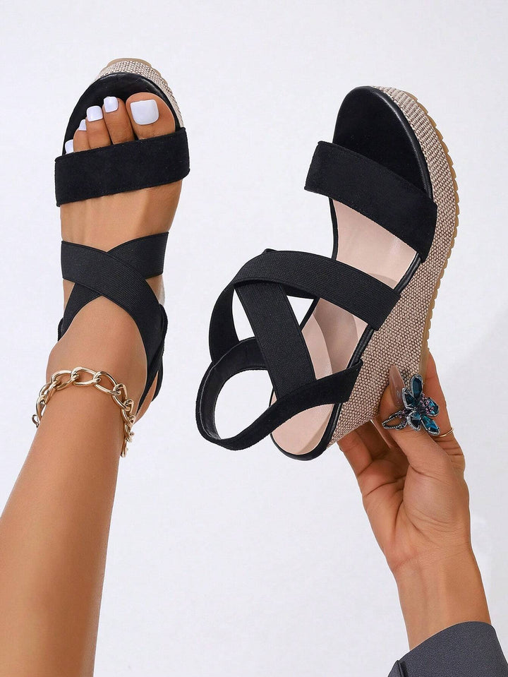 SHEIN platform szandál, fekete