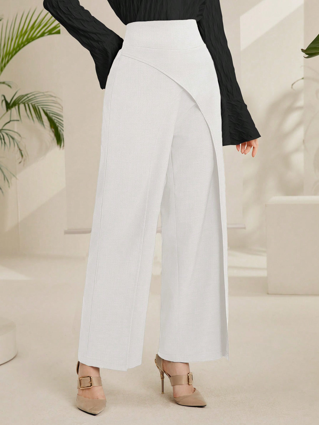 Pantaloni SHEIN, alb
