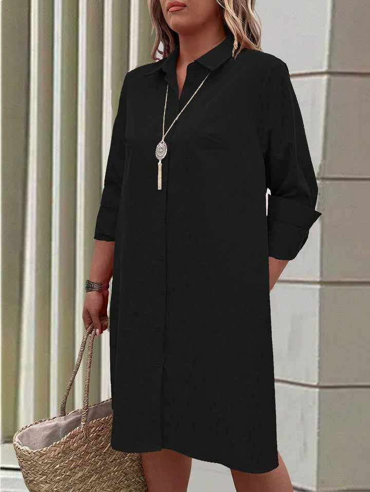Shein Curve+ midi ruha, fekete