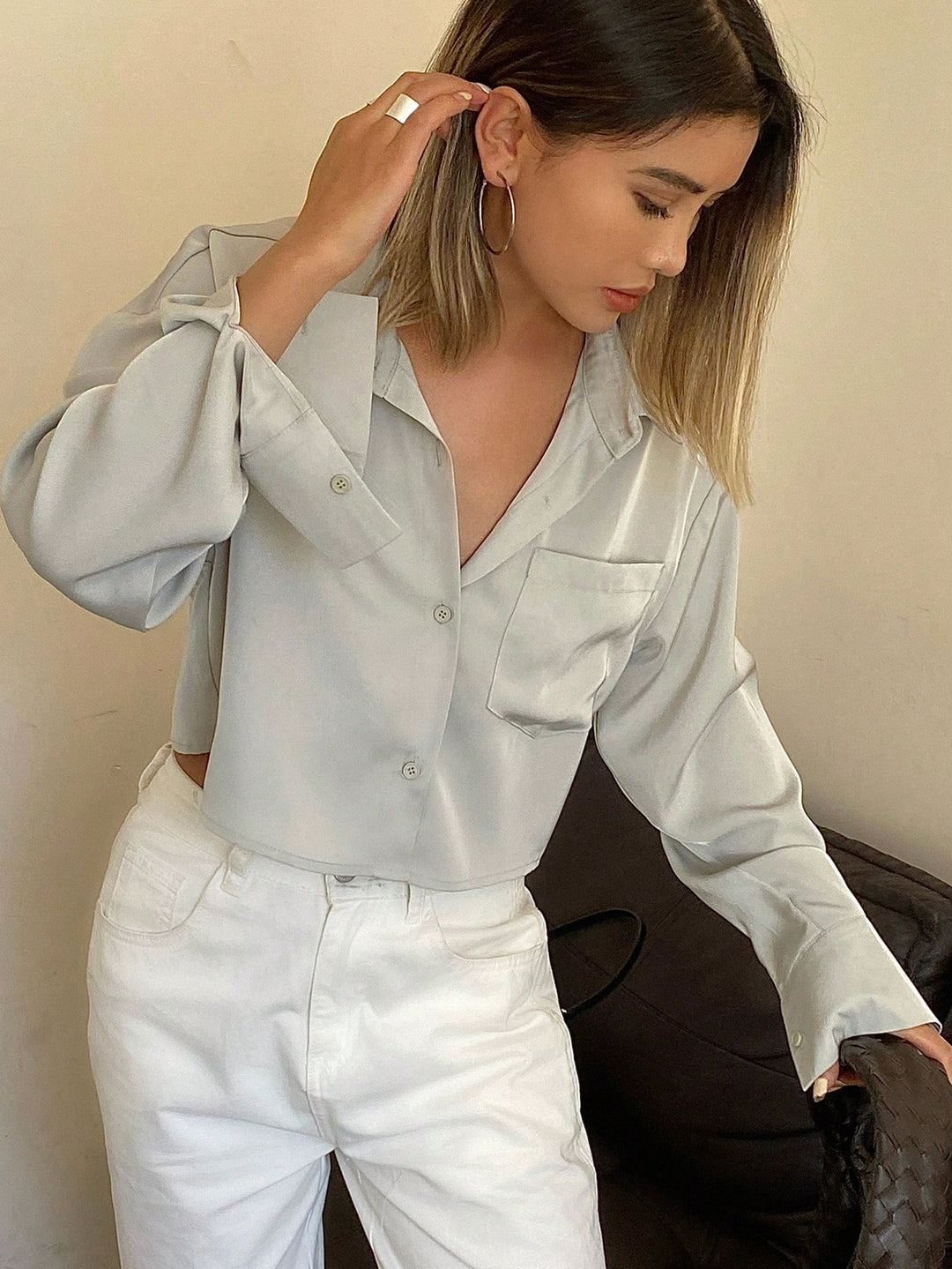 SHEIN zöld hétköznapi ing