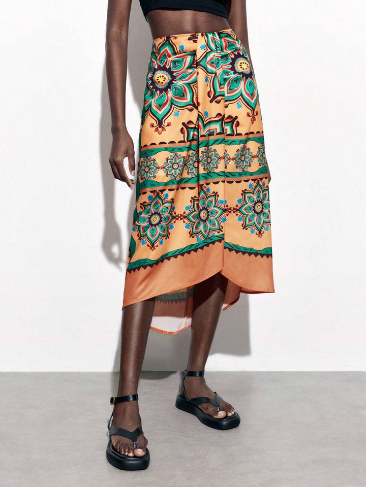 Shein midi skirt, multi-color