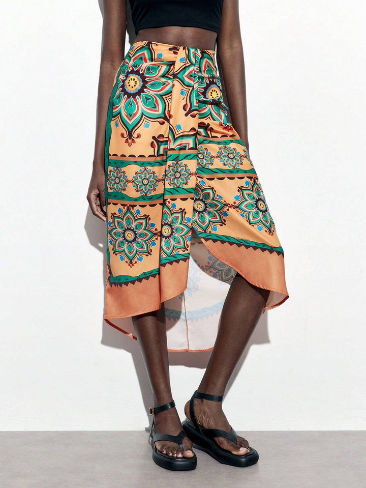 Shein midi skirt, multi-color