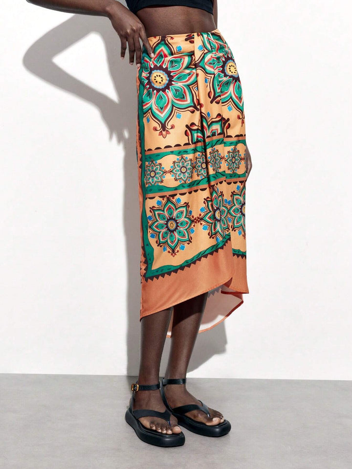 Shein midi skirt, multi-color