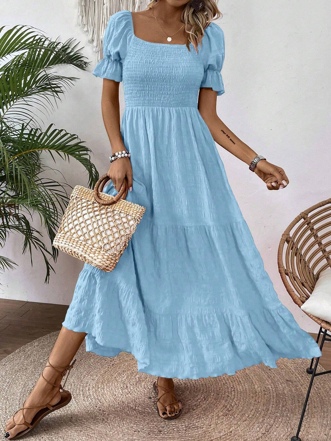 SHEIN maxi ruha, kék