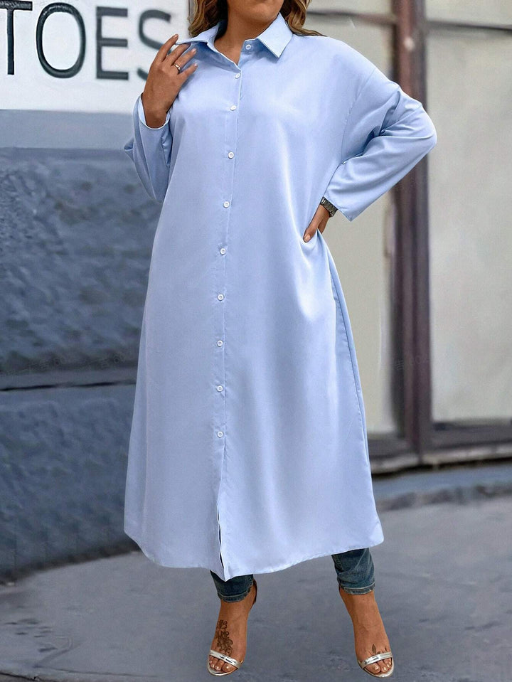 Rochie tip cămașă SHEIN, albastru