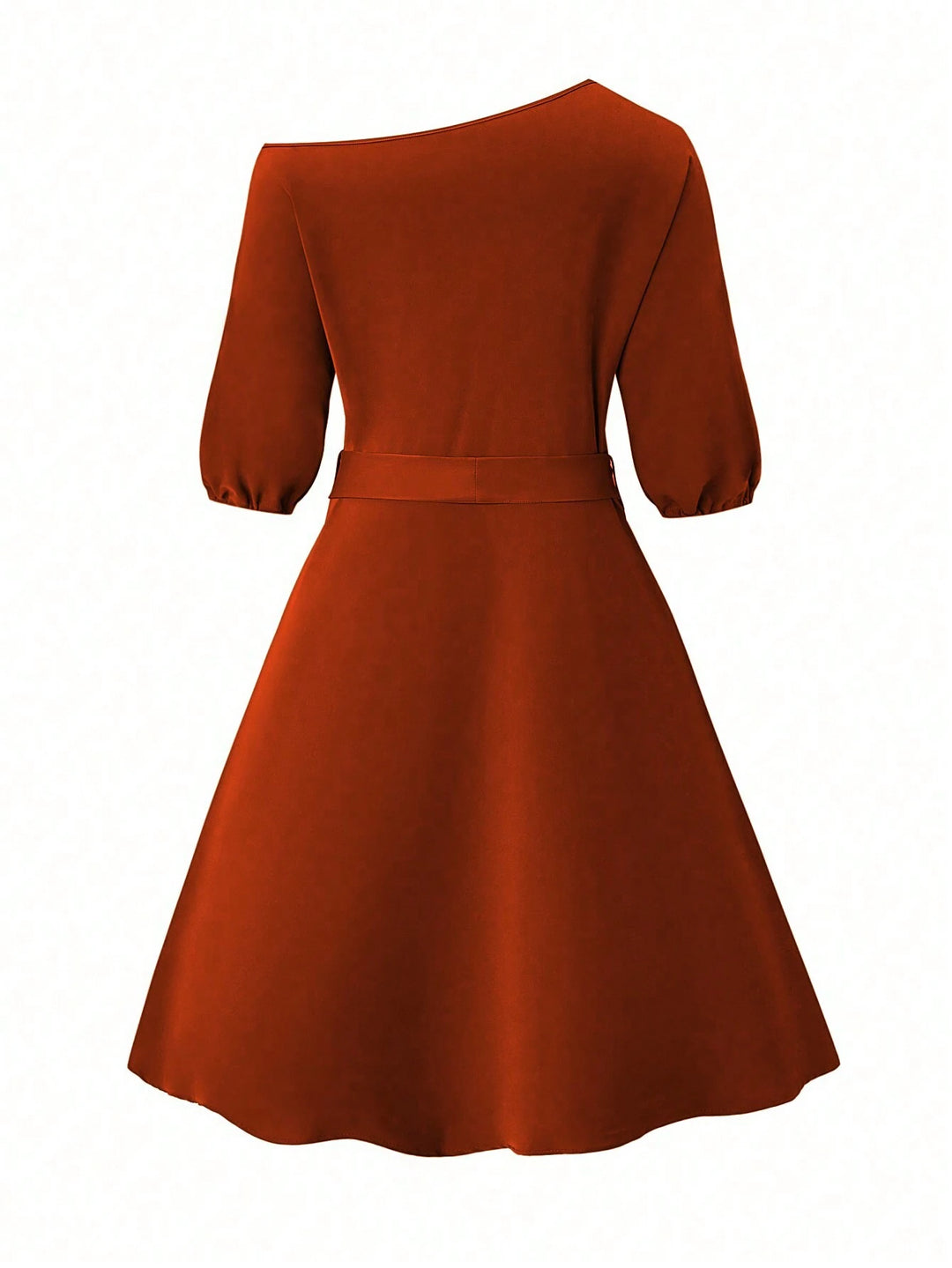 Shein Curve midi ruha, téglavörös
