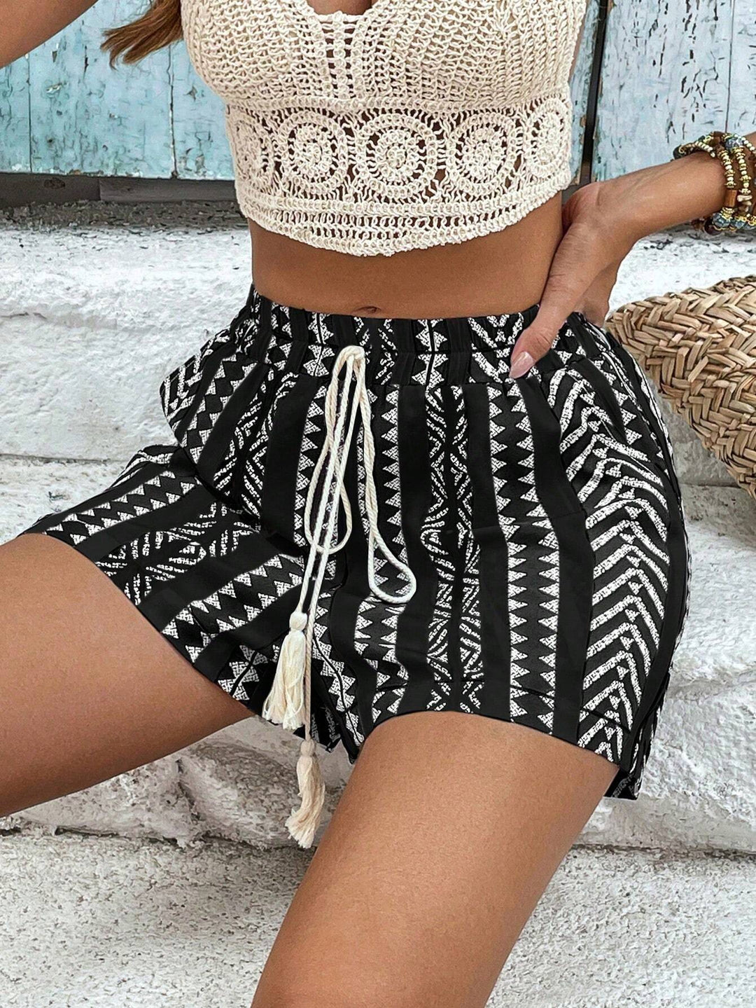 Pantaloni scurți Shein, negru