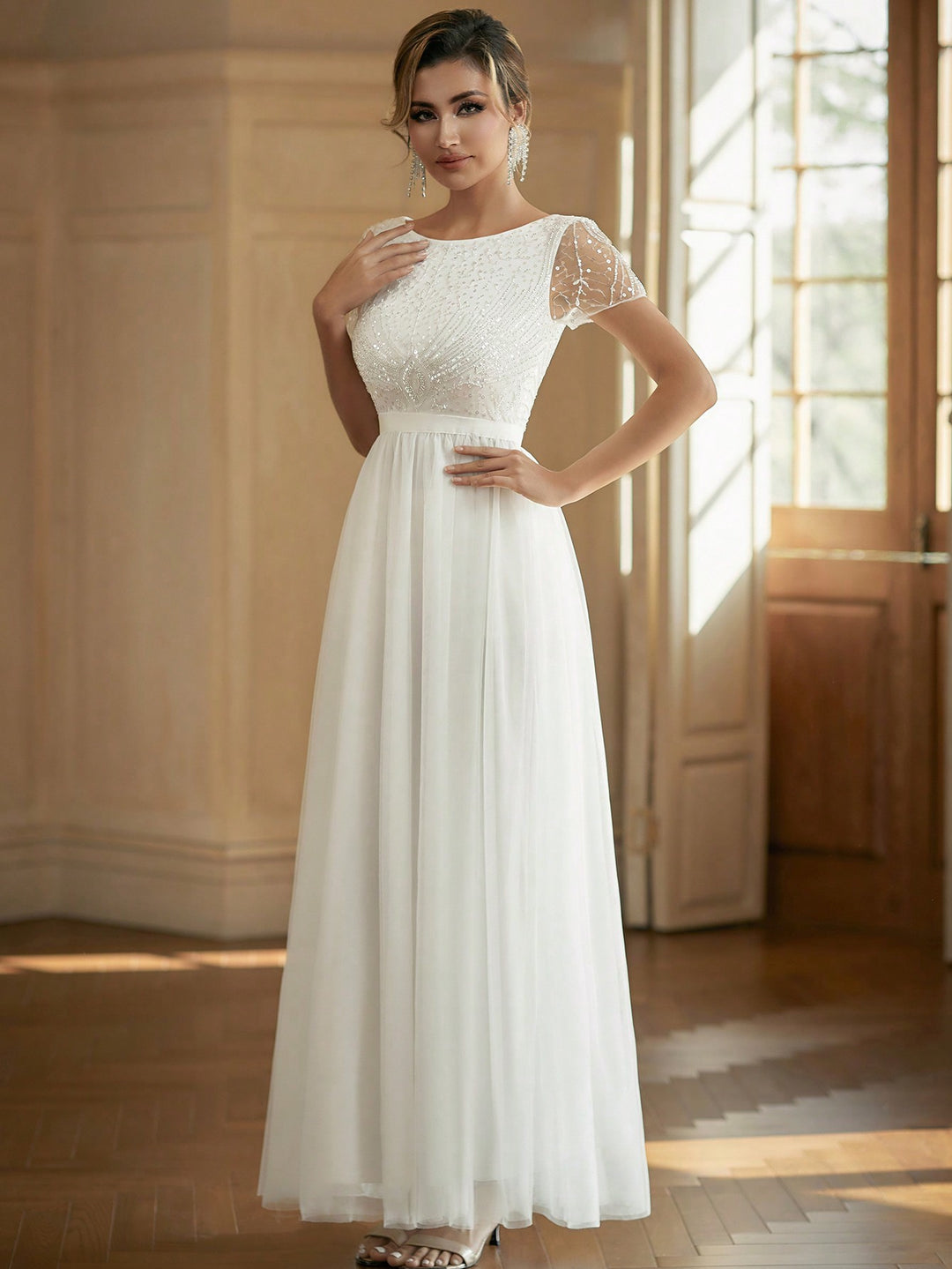Rochie de ocazie SHEIN, alb