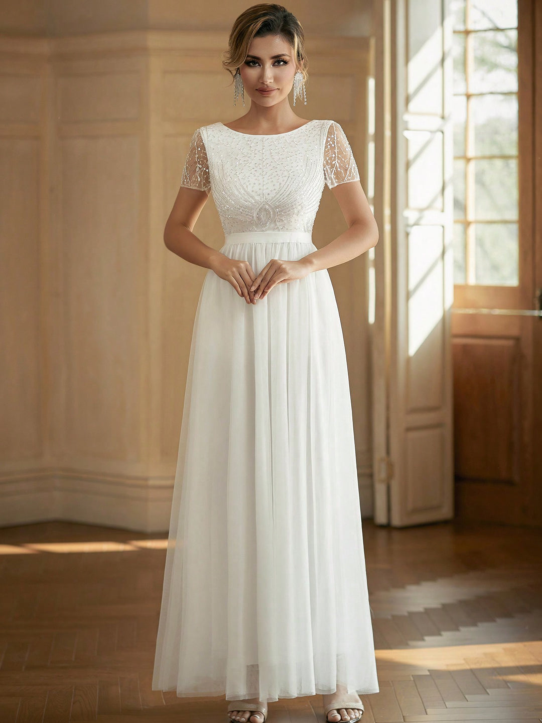 Rochie de ocazie SHEIN, alb
